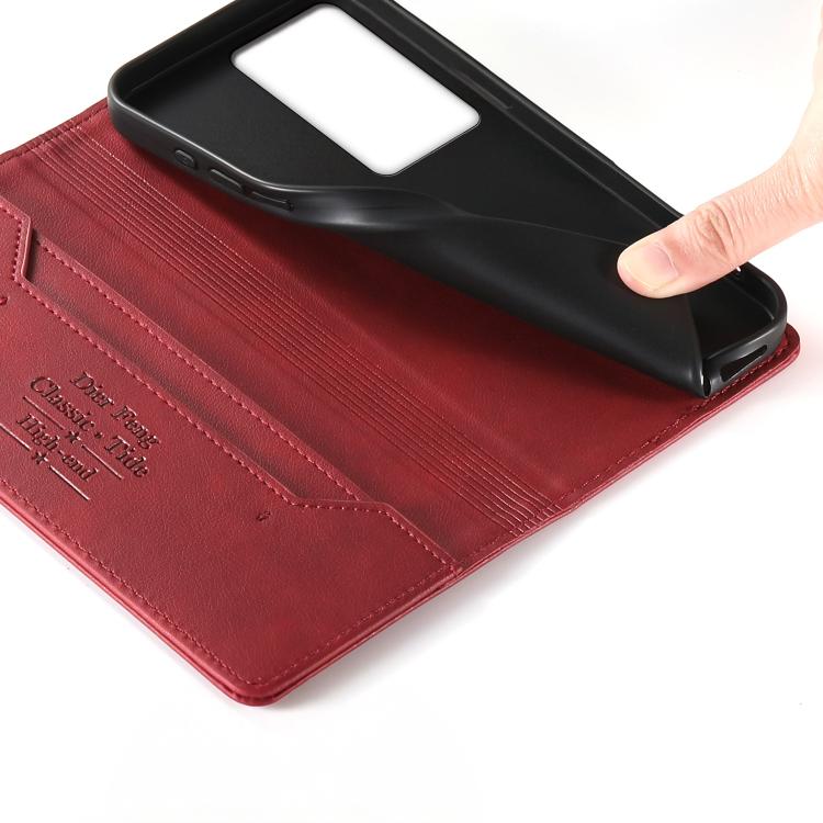 For Realme C75 4G / Realme 14x Dierfeng Metal Snap Magnetic RFID Vegan Leather Phone Case