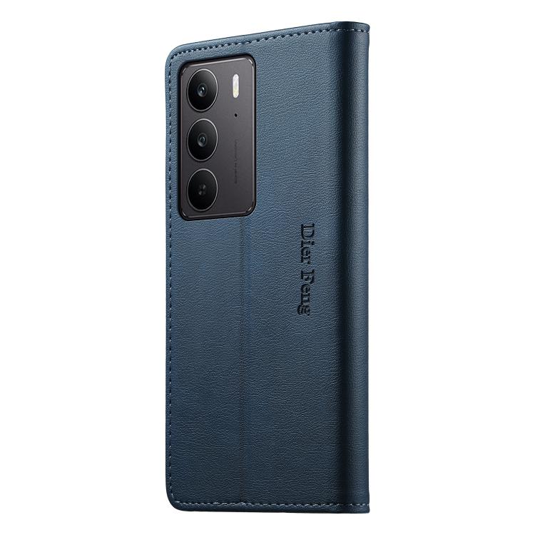 For Realme C75 4G / Realme 14x Dierfeng Metal Snap Magnetic RFID Vegan Leather Phone Case