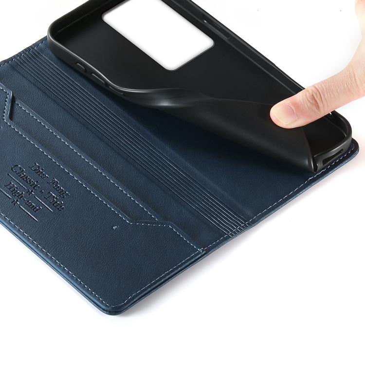 For Realme C75 4G / Realme 14x Dierfeng Metal Snap Magnetic RFID Vegan Leather Phone Case
