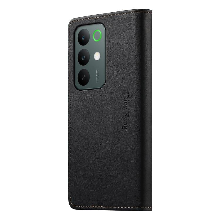 For Realme C85 5G / C83 5G / 15x 5G India Dierfeng Metal Snap Magnetic RFID Vegan Leather Phone Case