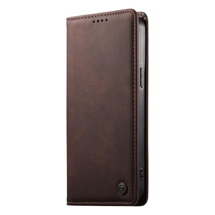 For Realme C85 5G / C83 5G / 15x 5G India Dierfeng Metal Snap Magnetic RFID Vegan Leather Phone Case