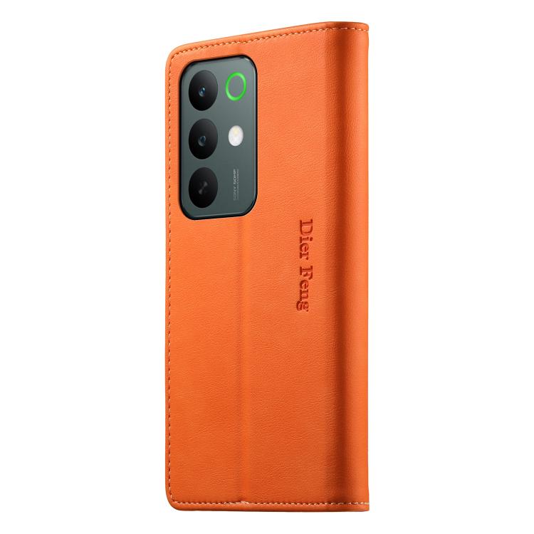 For Realme C85 5G / C83 5G / 15x 5G India Dierfeng Metal Snap Magnetic RFID Vegan Leather Phone Case