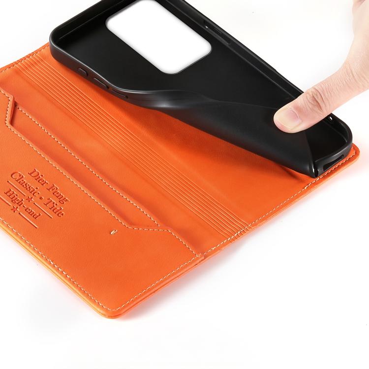 For Realme C85 5G / C83 5G / 15x 5G India Dierfeng Metal Snap Magnetic RFID Vegan Leather Phone Case
