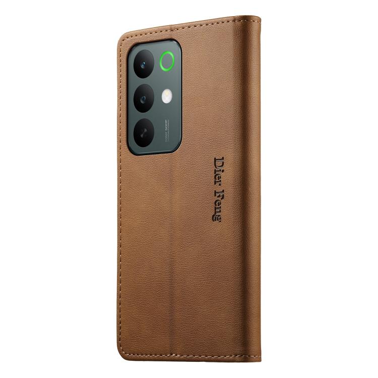 For Realme C85 5G / C83 5G / 15x 5G India Dierfeng Metal Snap Magnetic RFID Vegan Leather Phone Case