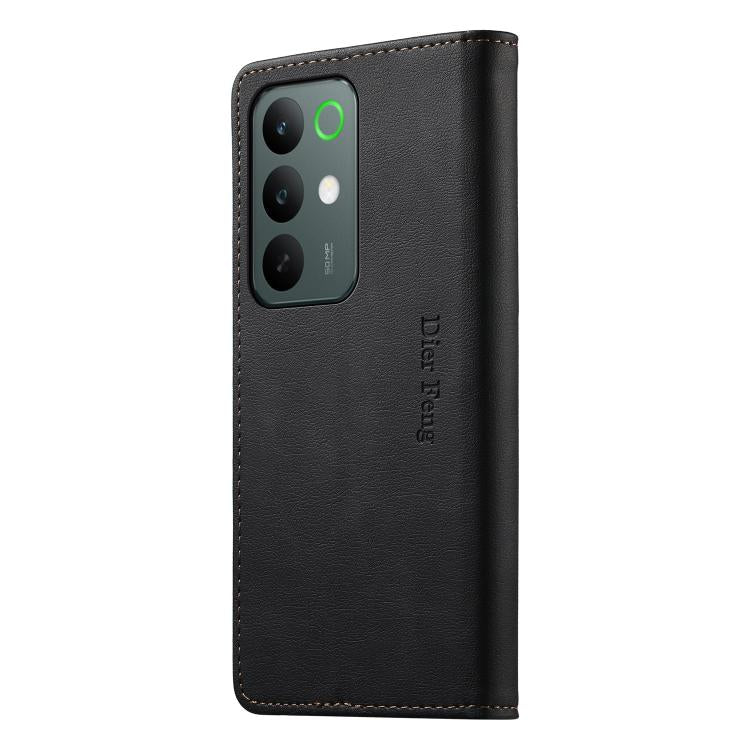 For Realme C85 Pro 4G Dierfeng Metal Snap Magnetic RFID Vegan Leather Phone Case