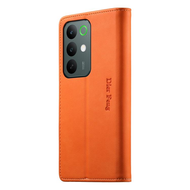 For Realme C85 Pro 4G Dierfeng Metal Snap Magnetic RFID Vegan Leather Phone Case