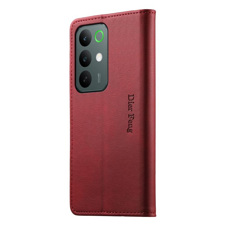 For Realme C85 Pro 4G Dierfeng Metal Snap Magnetic RFID Vegan Leather Phone Case