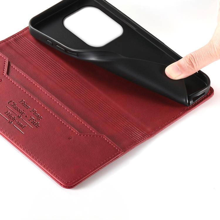 For Realme GT 6 Dierfeng Metal Snap Magnetic RFID Vegan Leather Phone Case