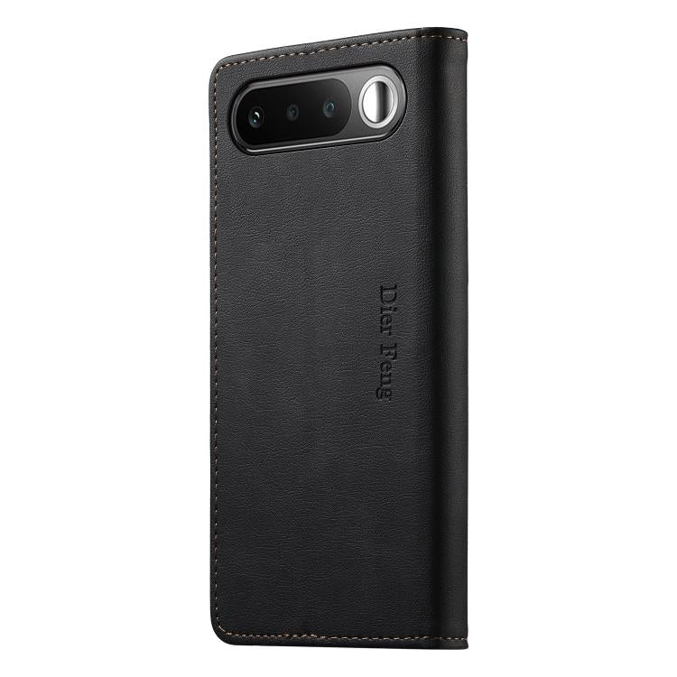 For Realme 16 5G Dierfeng Metal Snap Magnetic RFID Vegan Leather Phone Case