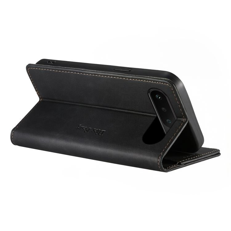 For Realme 16 5G Dierfeng Metal Snap Magnetic RFID Vegan Leather Phone Case