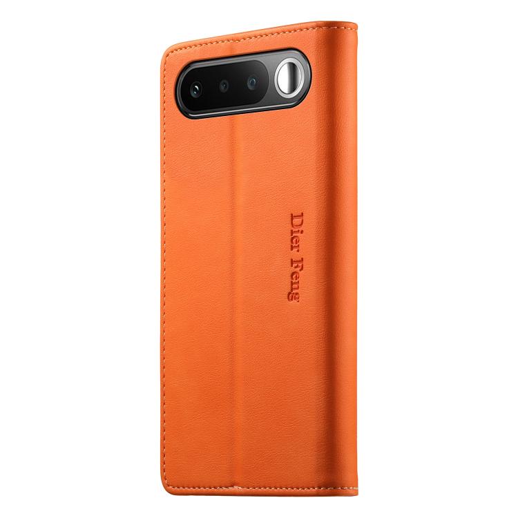 For Realme 16 5G Dierfeng Metal Snap Magnetic RFID Vegan Leather Phone Case