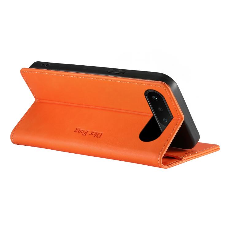 For Realme 16 5G Dierfeng Metal Snap Magnetic RFID Vegan Leather Phone Case