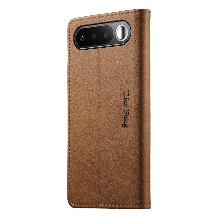 For Realme 16 5G Dierfeng Metal Snap Magnetic RFID Vegan Leather Phone Case