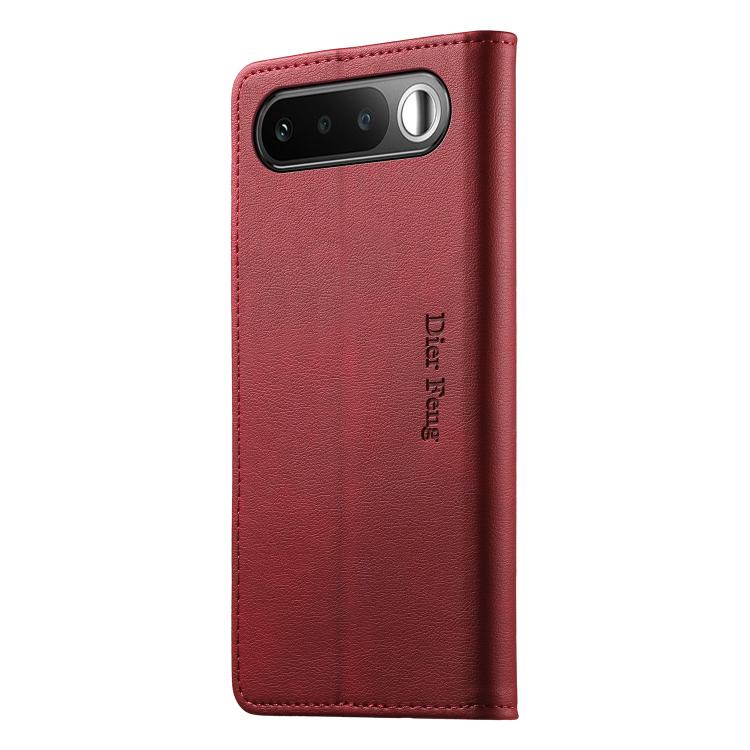 For Realme 16 5G Dierfeng Metal Snap Magnetic RFID Vegan Leather Phone Case