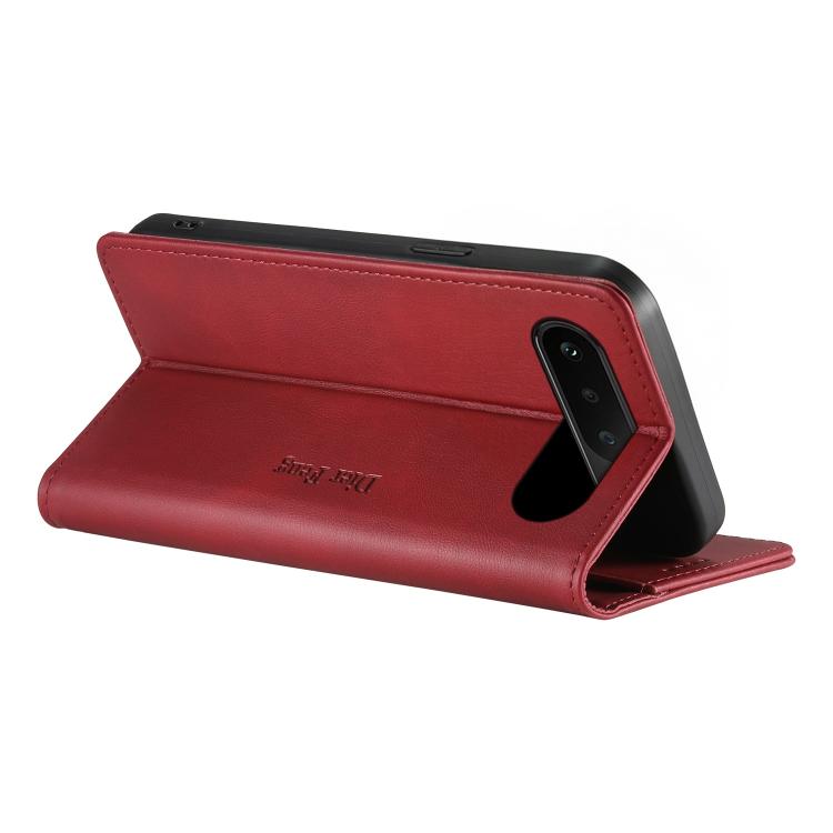 For Realme 16 5G Dierfeng Metal Snap Magnetic RFID Vegan Leather Phone Case