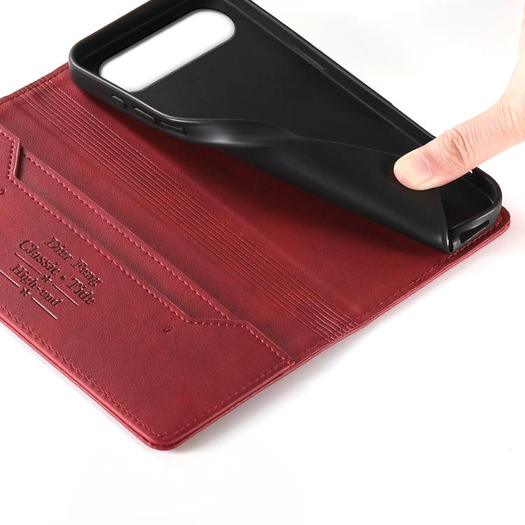 For Realme 16 5G Dierfeng Metal Snap Magnetic RFID Vegan Leather Phone Case