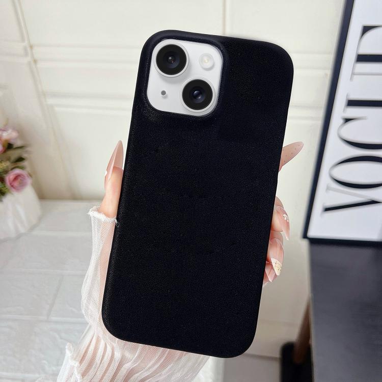 For iPhone 15 Matte Velvet Finish PC + Vegan Leather Phone Case
