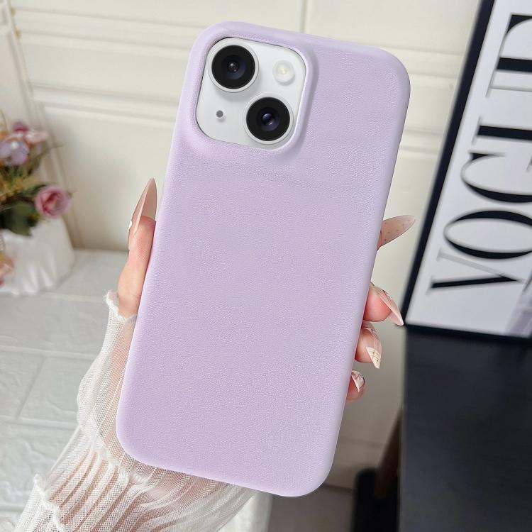 For iPhone 15 Matte Velvet Finish PC + Vegan Leather Phone Case