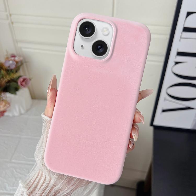 For iPhone 15 Matte Velvet Finish PC + Vegan Leather Phone Case