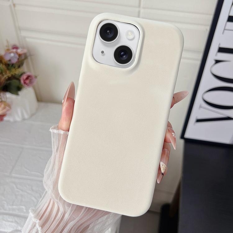 For iPhone 15 Matte Velvet Finish PC + Vegan Leather Phone Case