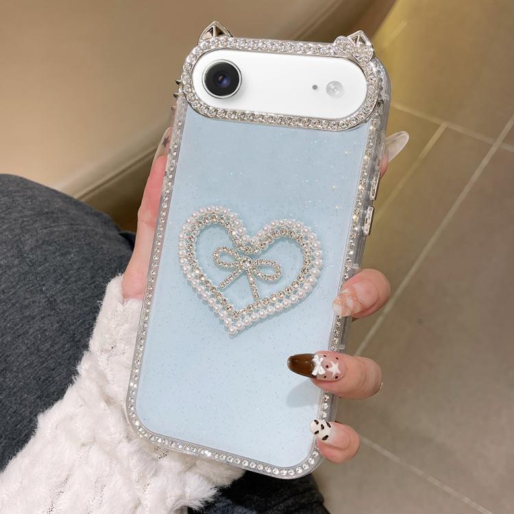 For iPhone Air Electroplated Cat Ear Dual Side Rhinestones Glitter IMD Phone Case