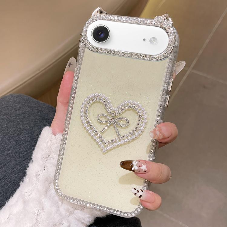 For iPhone Air Electroplated Cat Ear Dual Side Rhinestones Glitter IMD Phone Case