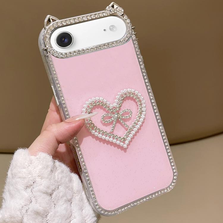 For iPhone Air Electroplated Cat Ear Dual Side Rhinestones Glitter IMD Phone Case