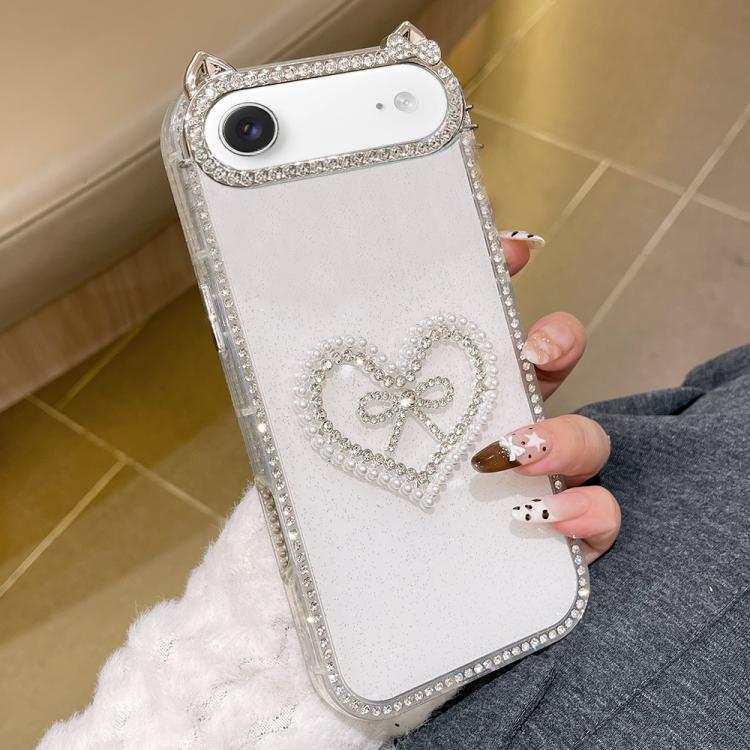 For iPhone Air Electroplated Cat Ear Dual Side Rhinestones Glitter IMD Phone Case