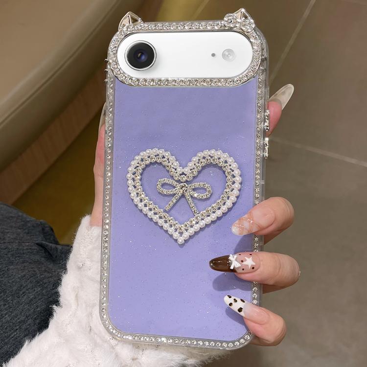 For iPhone Air Electroplated Cat Ear Dual Side Rhinestones Glitter IMD Phone Case