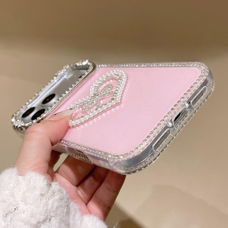 For iPhone 16 Pro Electroplated Cat Ear Dual Side Rhinestones Glitter IMD Phone Case