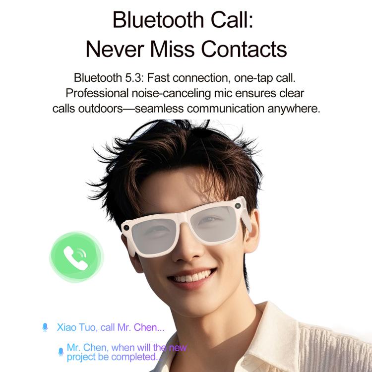 XK One Pro 1080P AI Shooting Smart Glasses - Black Frame Sunglasses+Blue Light Blocking+Purple Lens