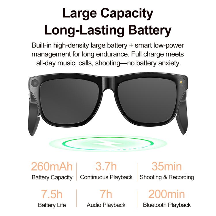 XK One Pro 1080P AI Shooting Smart Glasses - Black Frame Sunglasses+Blue Light Blocking+Purple Lens