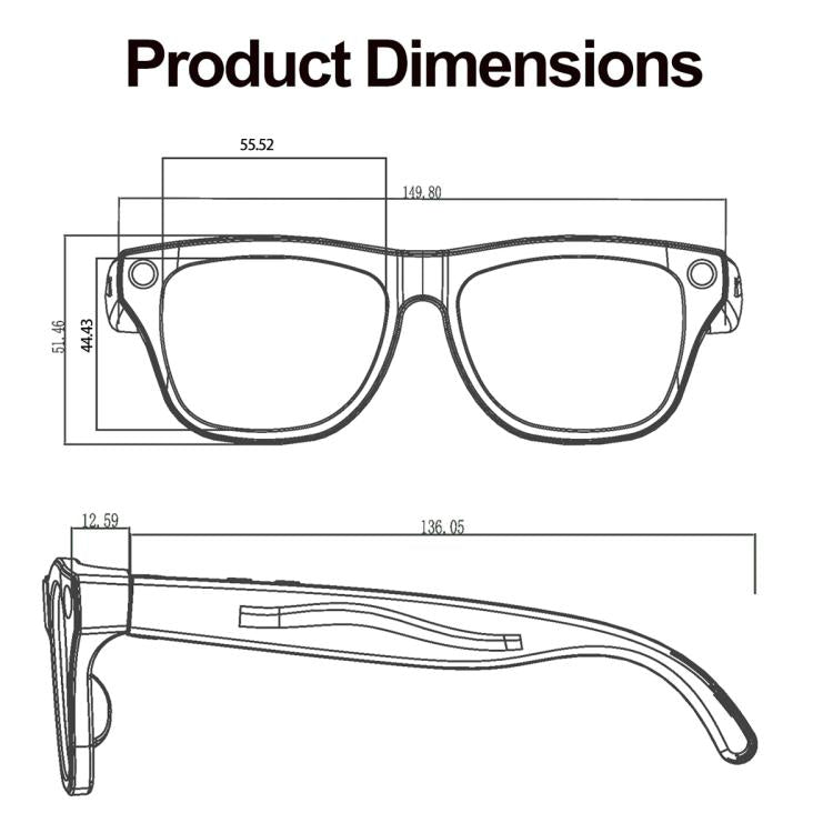 XK One Pro 1080P AI Shooting Smart Glasses - Black Frame Sunglasses+Blue Light Blocking+Purple Lens