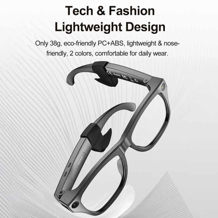 XK One Pro 1080P AI Shooting Smart Glasses - Black Frame Sunglasses+Blue Light Blocking+Purple Lens