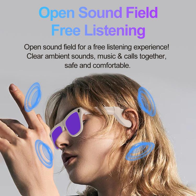 XK One Pro 1080P AI Shooting Smart Glasses - Black Frame Sunglasses+Blue Light Blocking+Purple Lens