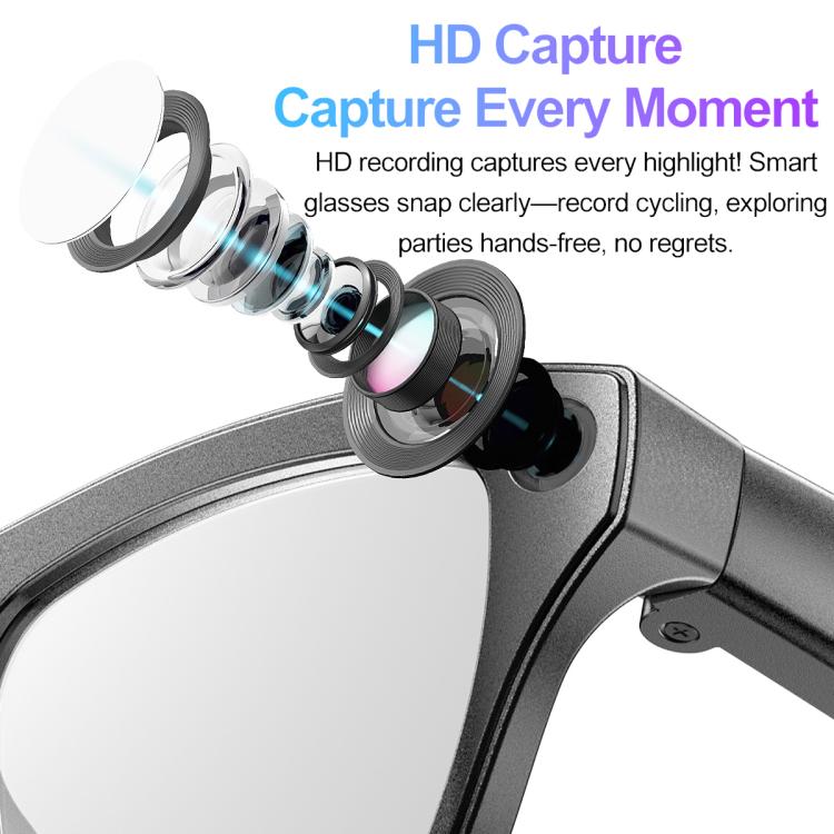 XK One Pro 1080P AI Shooting Smart Glasses - Black Frame Sunglasses+Blue Light Blocking+Purple Lens