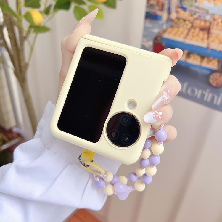 For OPPO Find N3 Flip Macaron Heart Shaped Bubble Holder Central Axis Double Magnetic Phone Case with Bracelet