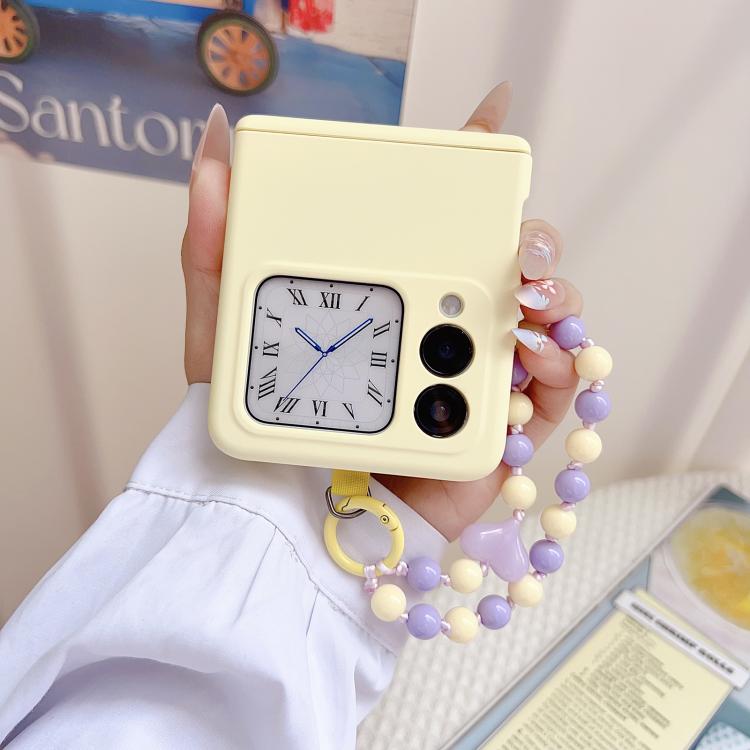 For Huawei nova Flip S Macaron Heart Shaped Bubble Holder Central Axis Double Magnetic Phone Case with Bracelet