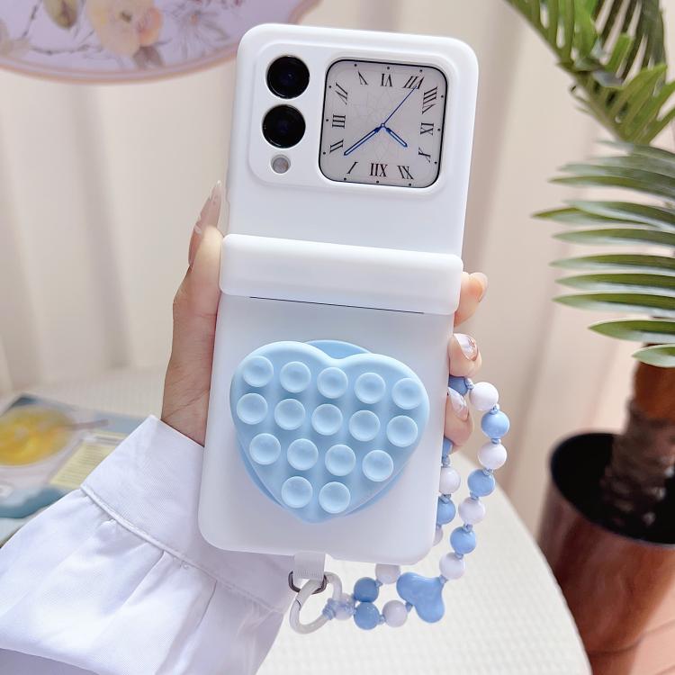 For Huawei nova Flip S Macaron Heart Shaped Bubble Holder Central Axis Double Magnetic Phone Case with Bracelet