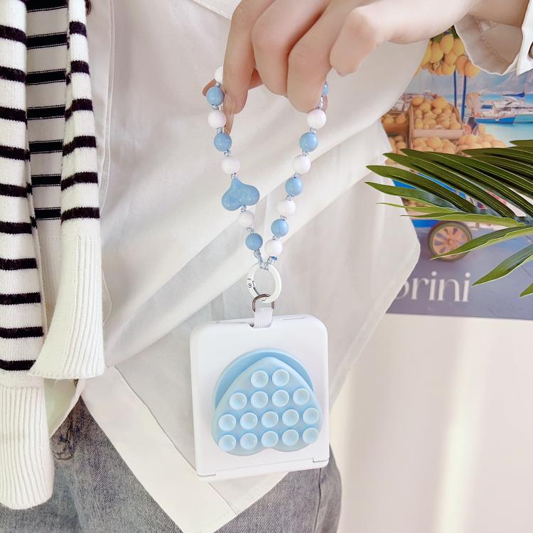 For Huawei nova Flip S Macaron Heart Shaped Bubble Holder Central Axis Double Magnetic Phone Case with Bracelet