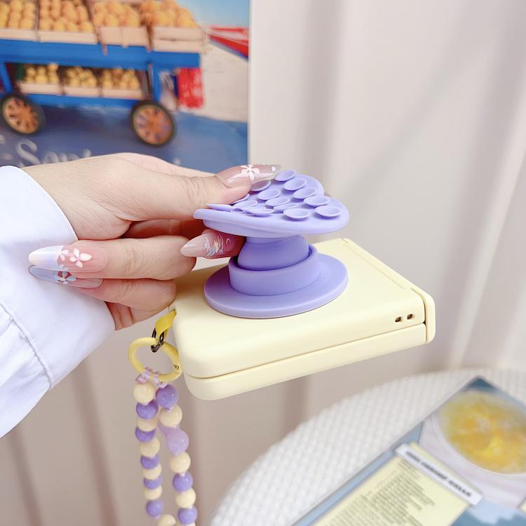 For Huawei nova Flip S Macaron Heart Shaped Bubble Holder Central Axis Double Magnetic Phone Case with Bracelet