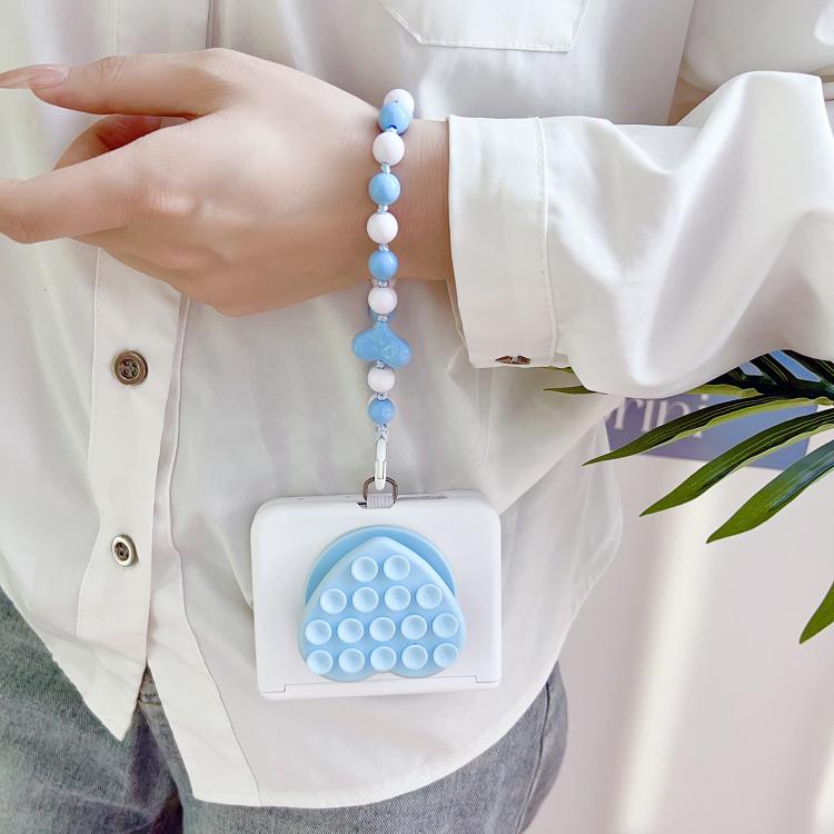 For Huawei Pura X Macaron Heart Shaped Bubble Holder Central Axis Double Magnetic Phone Case with Bracelet