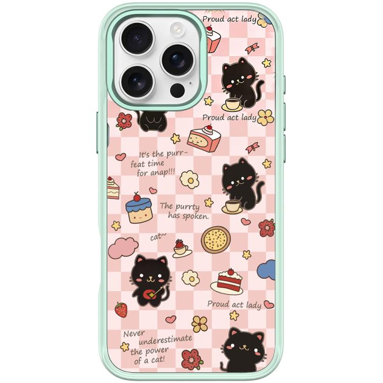 For iPhone 16 Pro Adorable Dessert Cat Pattern Magnetic Phone Case