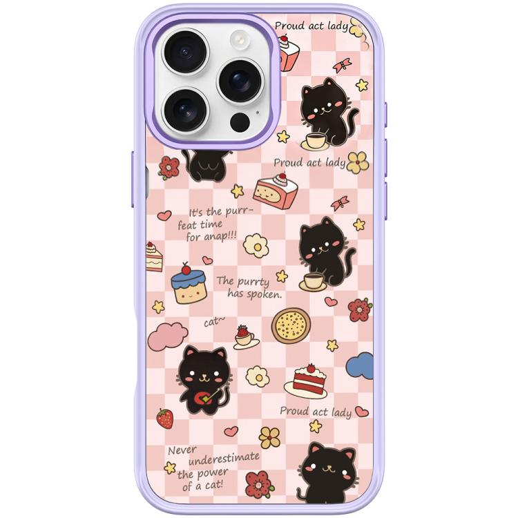 For iPhone 16 Pro Adorable Dessert Cat Pattern Magnetic Phone Case