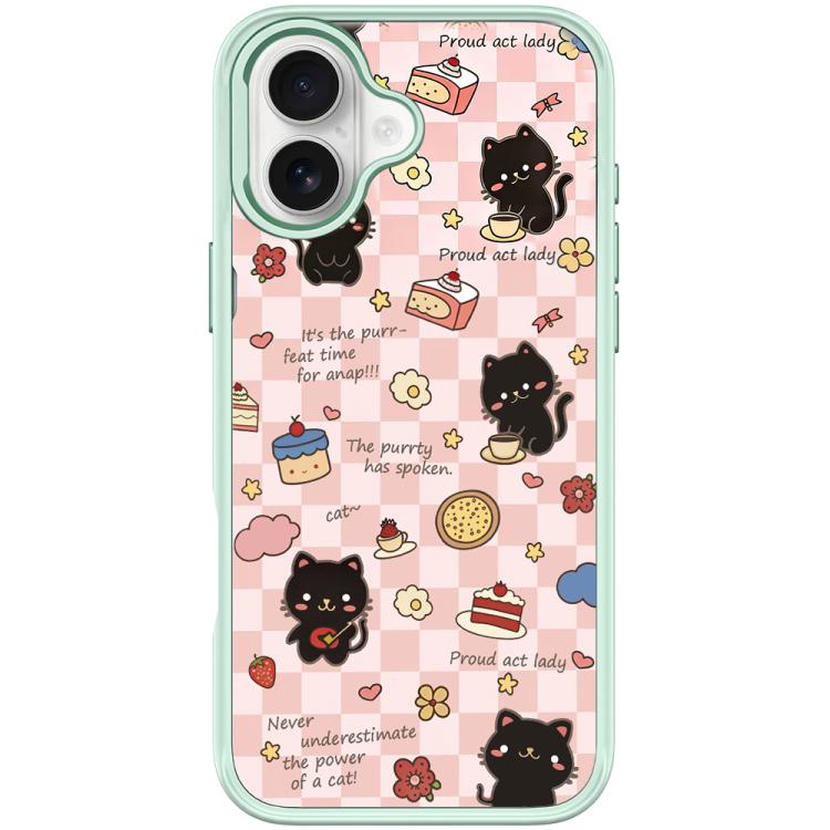 For iPhone 16 Adorable Dessert Cat Pattern Magnetic Phone Case