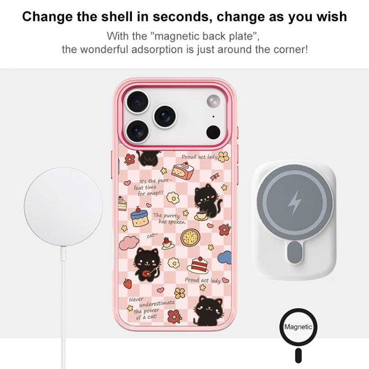 For iPhone 16 Pro Adorable Dessert Cat Pattern Magnetic Phone Case