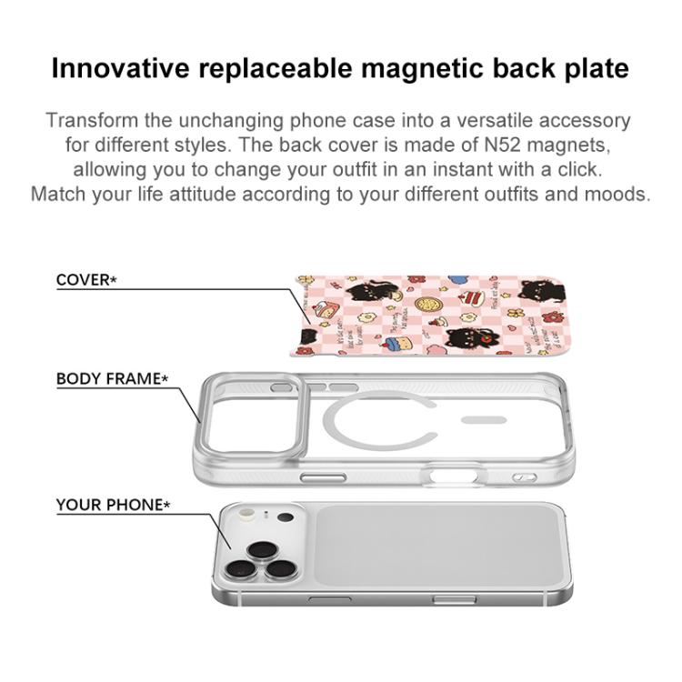 For iPhone 15 Pro Max Adorable Dessert Cat Pattern Magnetic Phone Case