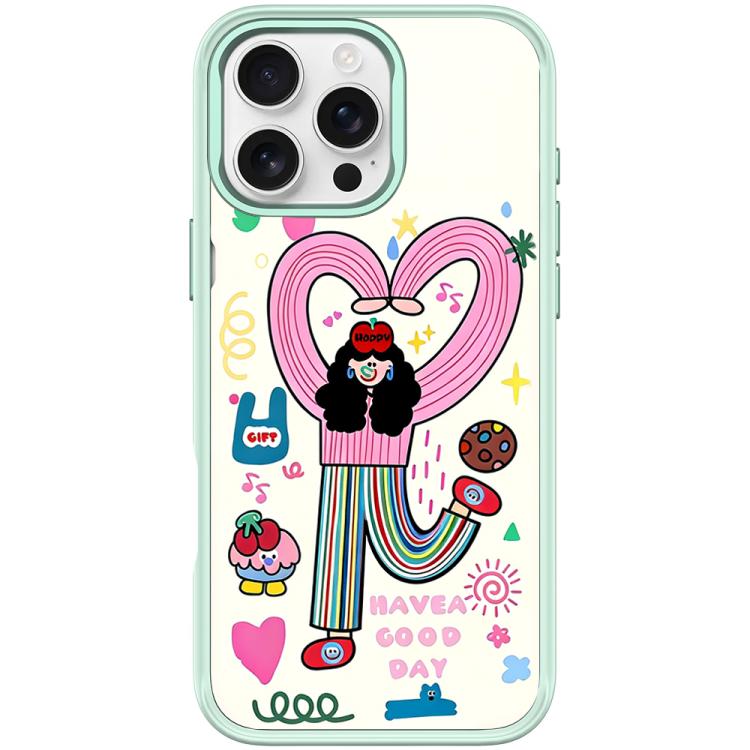 For iPhone 16 Pro Max Dopamine Girl Pattern Magnetic Phone Case