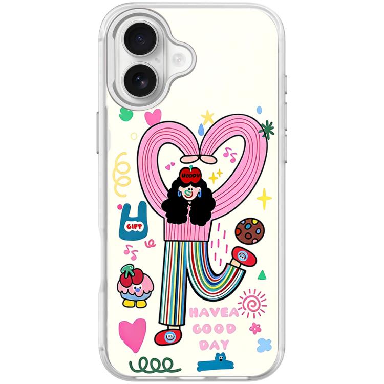 For iPhone 16 Dopamine Girl Pattern Magnetic Phone Case