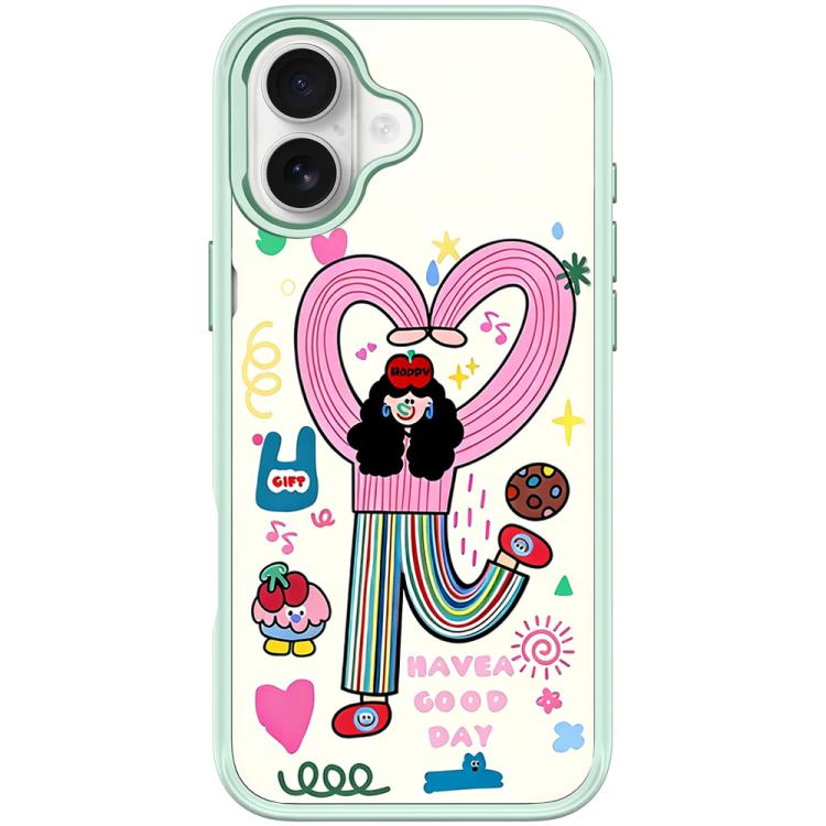 For iPhone 16 Dopamine Girl Pattern Magnetic Phone Case